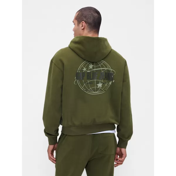  Pánska mikina GAP LOGO PULLOVER HOODIE 822076-03 ARMY JACKET GREEN 