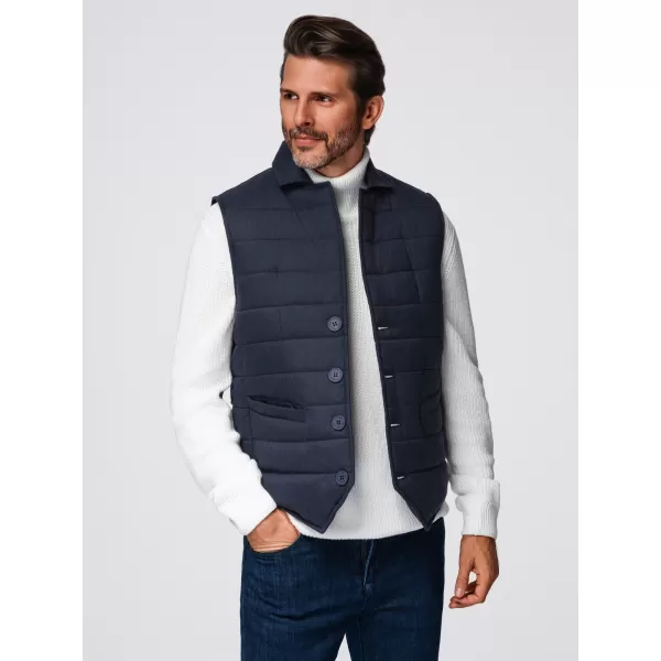  Pánska vesta OMBRE OM-JAVJ-0275 NAVY BLUE MELANGE 