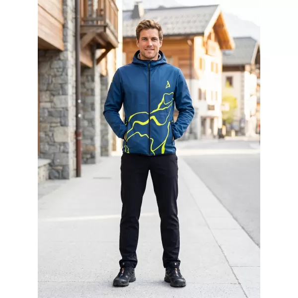  Pánska softshellová bunda premium ALTISPORT VOJ/ALM073JACK01 NÁMORNÁ MODRÁ/NEÓN ŽLTÁ 
