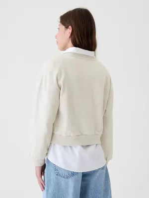 Detská mikina GAP LOGO FRENCH TERRY CREW SWEATSHIRT 499111-00 LIGHT HEATHER GREY