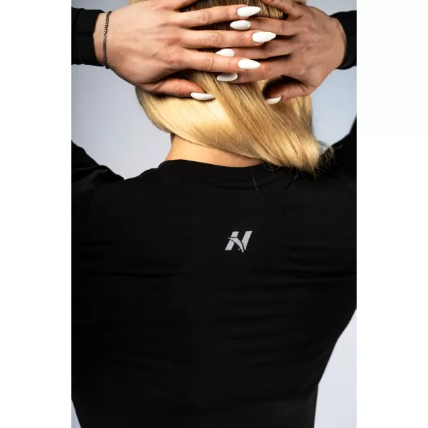  Bezšvový crop top s dlhým rukávom POWER 892 BLACK Nebbia 