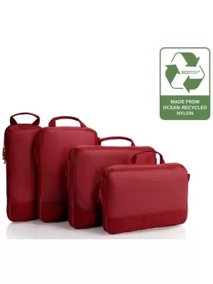 Kufor HEYS Ecotex Compression Packing Cube 4 Pc Set RED MAPLE