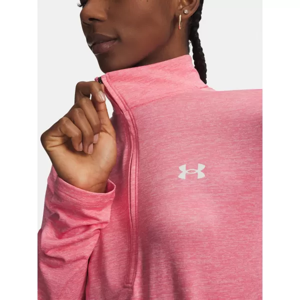  Dámske tričko TECH 1/2 ZIP-TWIST 1384225-601 RUŽOVÁ Under Armour 