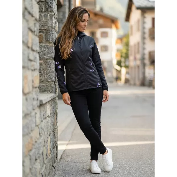  Dámska softshellová bunda premium ALTISPORT VOJ/ALW077JACK01 ČIERNA/FIALOVÁ 