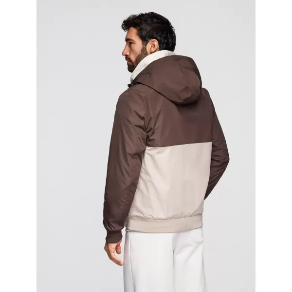 Pánska bunda OMBRE OM-JANP-0242 BROWN AND BEIGE 