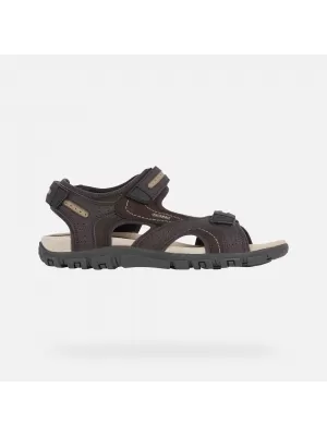 Pánske sandále GEOX UOMO SANDAL STRADA G003039 TMAVO HNEDÁ