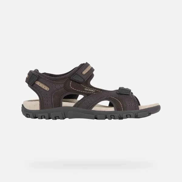  Pánske sandále GEOX UOMO SANDAL STRADA G003039 TMAVO HNEDÁ 