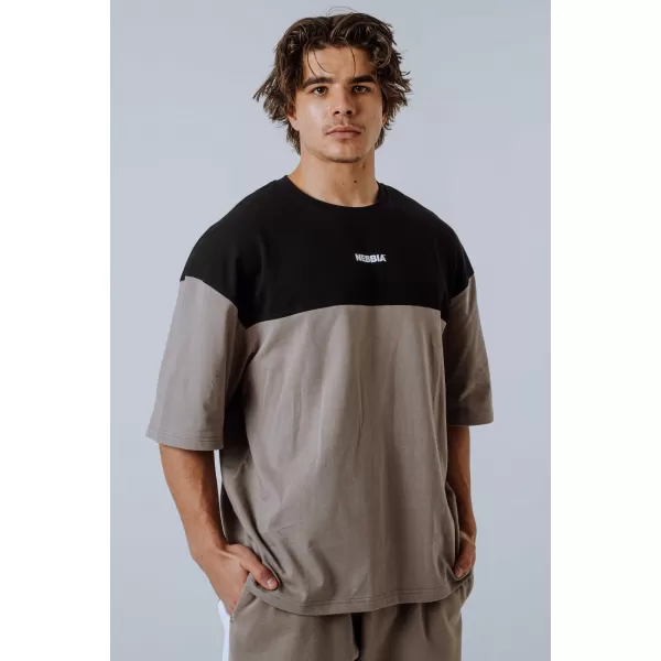  Oversized tričko POWER 898 LIGHT BROWN ASH Nebbia 