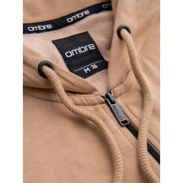 Pánska mikina OMBRE OM-SSZP-0256 SAND 