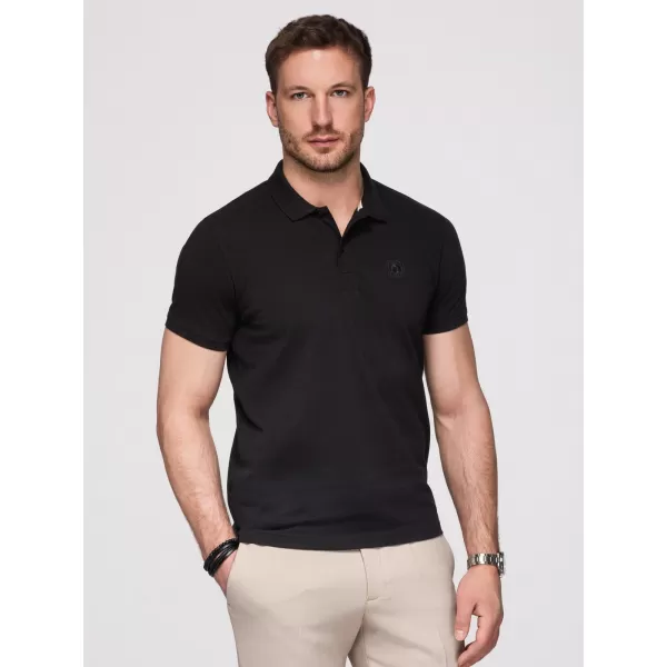  Pánske tričko s golierom OMBRE OM-POBS-0171 BLACK/WHITE/BEIGE 