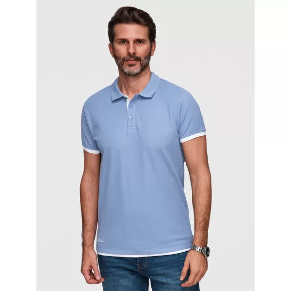  Pánske tričko s golierom OMBRE OM-POSS-0170 BLUE 