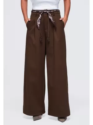 Dámske nohavice OMBRE OW-PA-E0020 BROWN