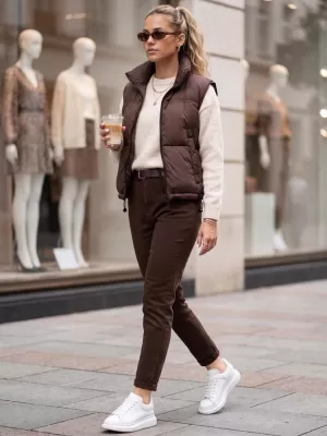 Dámske nohavice DSTREET UY3129 HNEDÁ