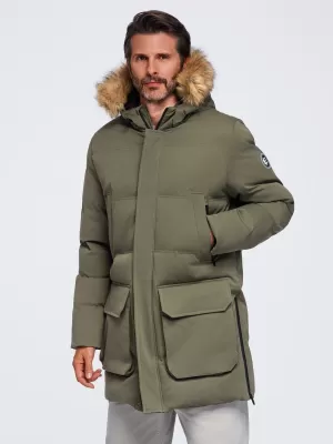 Pánska parka OMBRE OM-JALJ-0310 DARK OLIVE