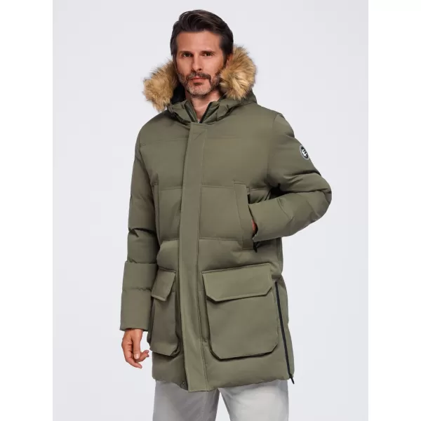 Pánska parka OMBRE OM-JALJ-0310 DARK OLIVE 