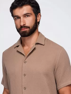 Pánska košeľa OMBRE OM-SHSS-0223 LIGHT BROWN