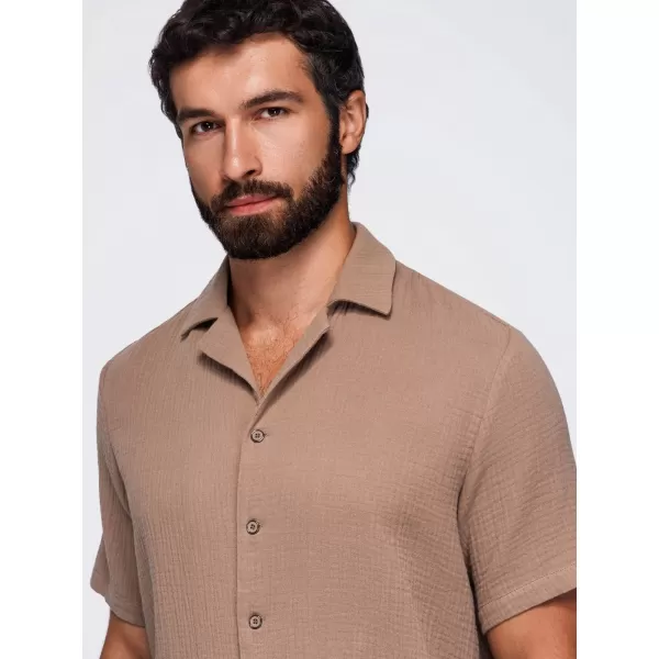  Pánska košeľa OMBRE OM-SHSS-0223 LIGHT BROWN 