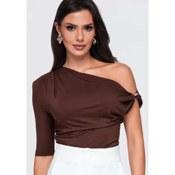  Dámske tričko OMBRE OW-TS-E0075 BROWN 