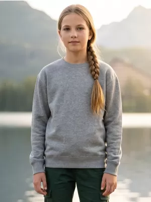 Detská mikina MALFINI CREW 427 TMAVO ŠEDÝ MELÍR