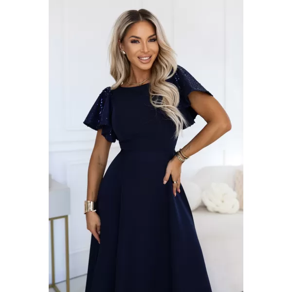  Dámske šaty NUMOCO 694-4 TMAVO MODRÁ 