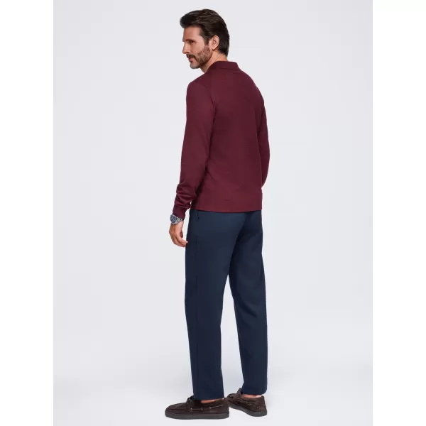  Pánske tričko s golierom OMBRE OM-POLS-0151 BURGUNDY 