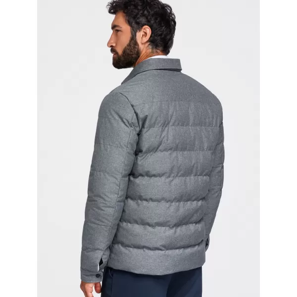  Pánska prešívaná košeľová bunda OMBRE OM-JALP-0256 GREY MELANGE 