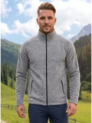 Pánska micro fleece mikina MALFINI FACTOR 852 STRIEBORNÝ MELÍR