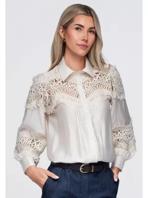 Dámska košeľa OMBRE OW-SH-E0075 BEIGE