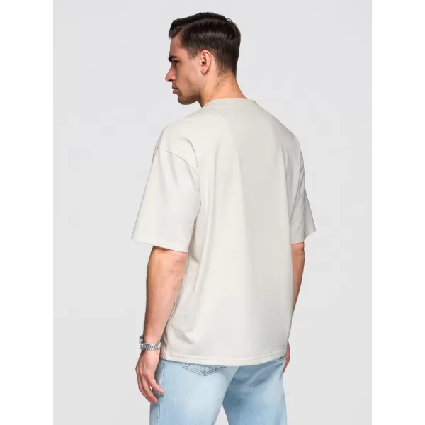  Pánske tričko OMBRE OM-TSBC-0291 BLACK/OFF WHITE/PALE OLIVE 