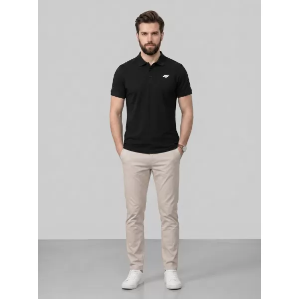  Pánske tričko s golierom 4F WMM00TPTSM0771 DEEP BLACK 