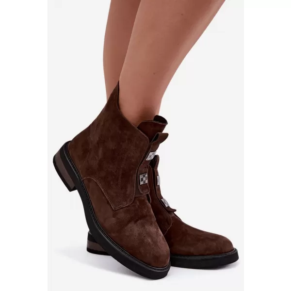  Dámske členkové topánky D&A CR62-3335 BROWN 