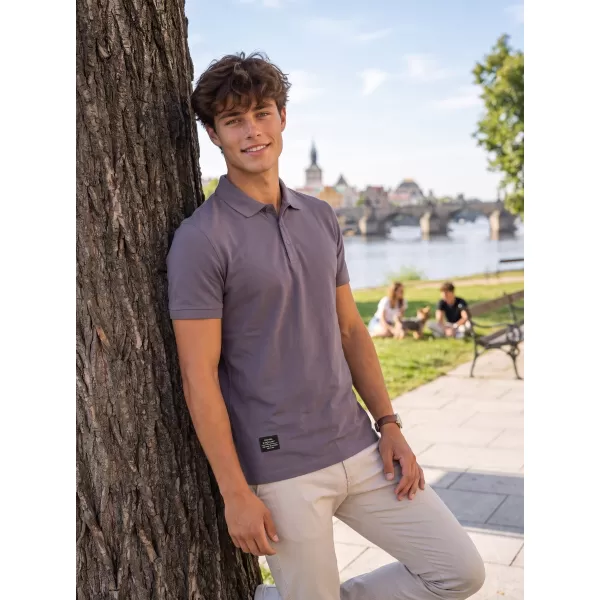  Pánske tričko s golierom ALTISPORT NP/ALMST90601 SLATE GREY 