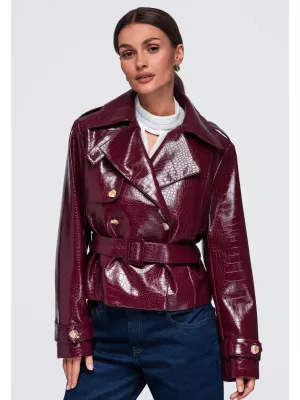 Dámska bunda OMBRE OW-JAFL-0144 BURGUNDY