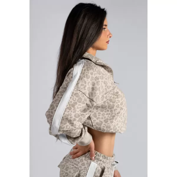  Half-zips mikina s leopardím vzorom NEBBIA PRIMAL 866 CREAM LEOPARD 