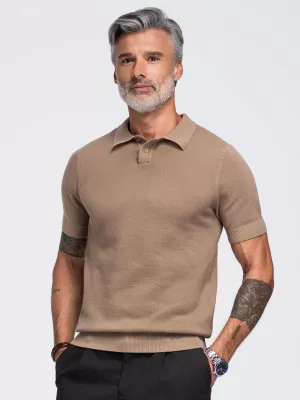 Pánske polo tričko OMBRE OM-POSS-0178 LIGHT BROWN