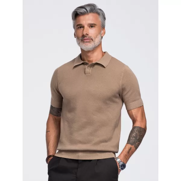  Pánske polo tričko OMBRE OM-POSS-0178 LIGHT BROWN 