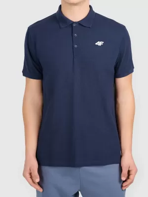 Pánske tričko s golierom 4F WMM00TPTSM0771 NAVY