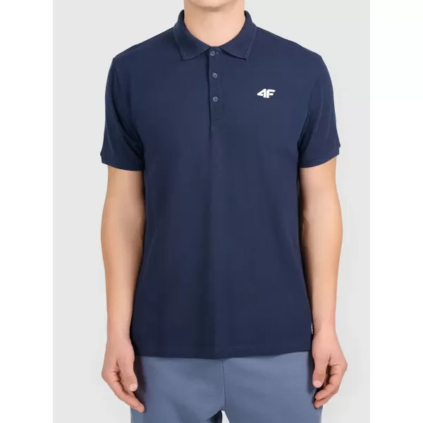  Pánske tričko s golierom 4F WMM00TPTSM0771 NAVY 