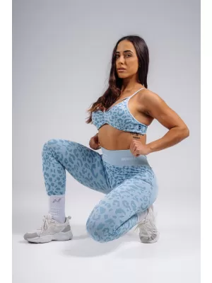 Medium support športová podprsenka s leopardím vzorom NEBBIA PRIMAL 854 BLUE LEOPARD