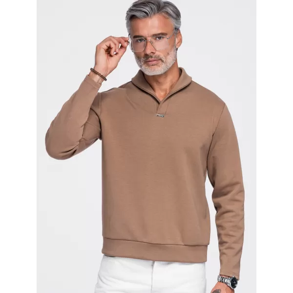  Pánska mikina OMBRE OM-SSNZ-0262 BROWN 