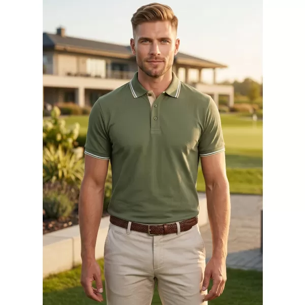  Pánske tričko s golierom MALFINI FOCUS 232 KHAKI 