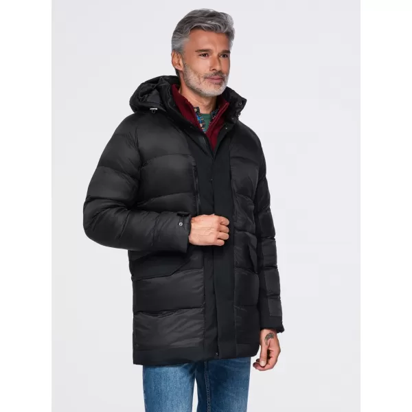  Pánska zimná bunda OMBRE OM-JALJ-0263 BLACK 