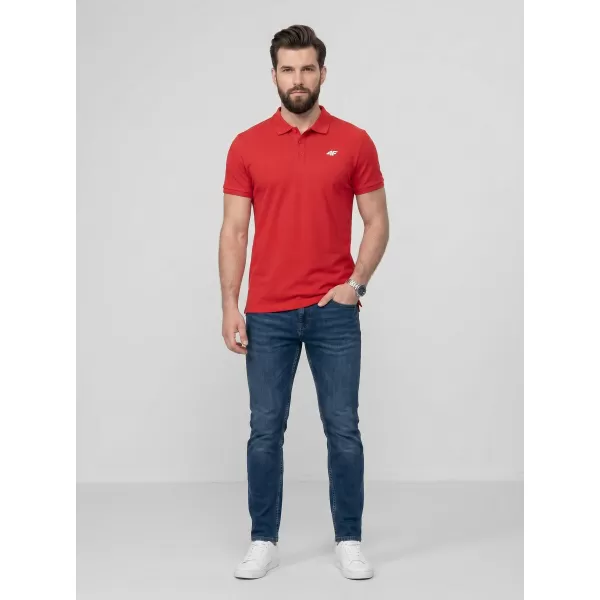  Pánske tričko s golierom 4F WMM00TPTSM0771 RED 
