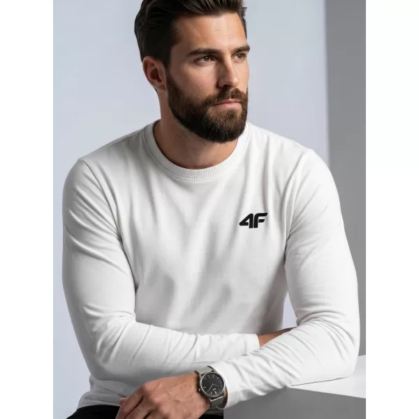  Pánske tričko s dlhým rukávom 4F WMM00TLONM611 WHITE 