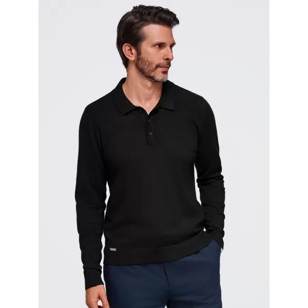  Pánske tričko s golierom OMBRE OM-POLS-0151 BLACK 
