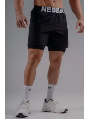 Double-Layer tréningové šortky NEBBIA PRIMAL 878 BLACK