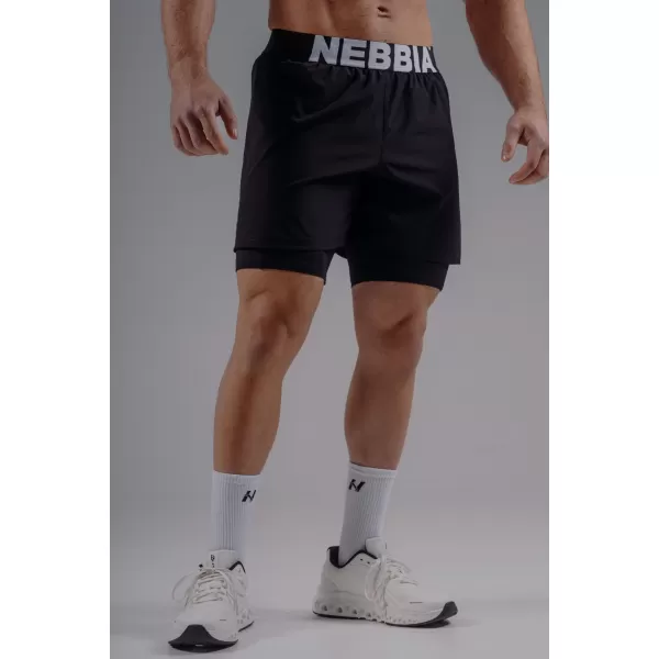 Double-Layer tréningové šortky NEBBIA PRIMAL 878 BLACK 