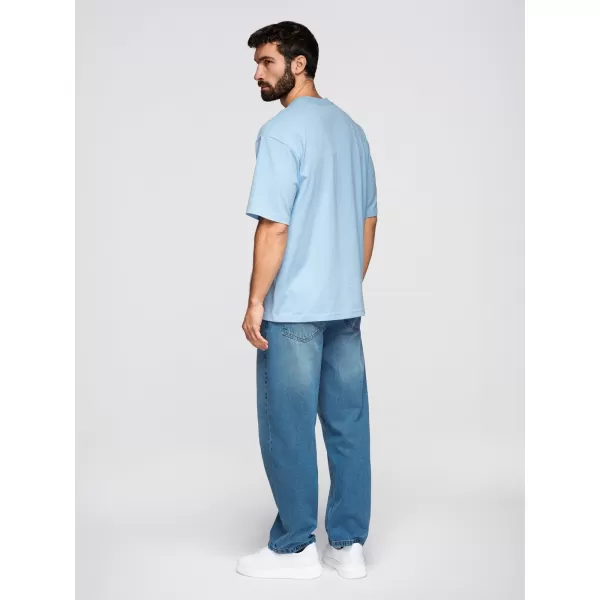  Pánske tričko OMBRE OM-TSBC-0291 BLACK/LIGHT BLUE/OFF WHITE 