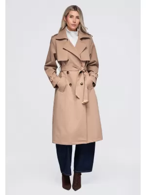 Dámsky kabát OMBRE OW-CT-E0003 BEIGE
