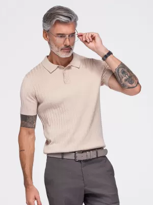 Pánske polo tričko OMBRE OM-POSS-0180 BEIGE